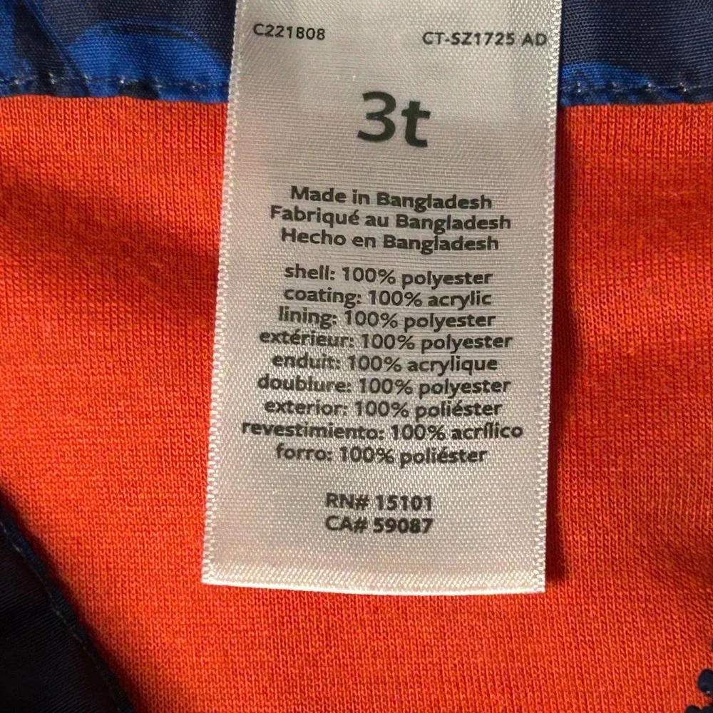 Carter's 3T Baseball Print Hooded Jacket –‎ Small Sleeve Tear